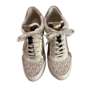 Michael Kors Women's White & Gold Sneakers | Comfortable, Stylish, Designer | 8